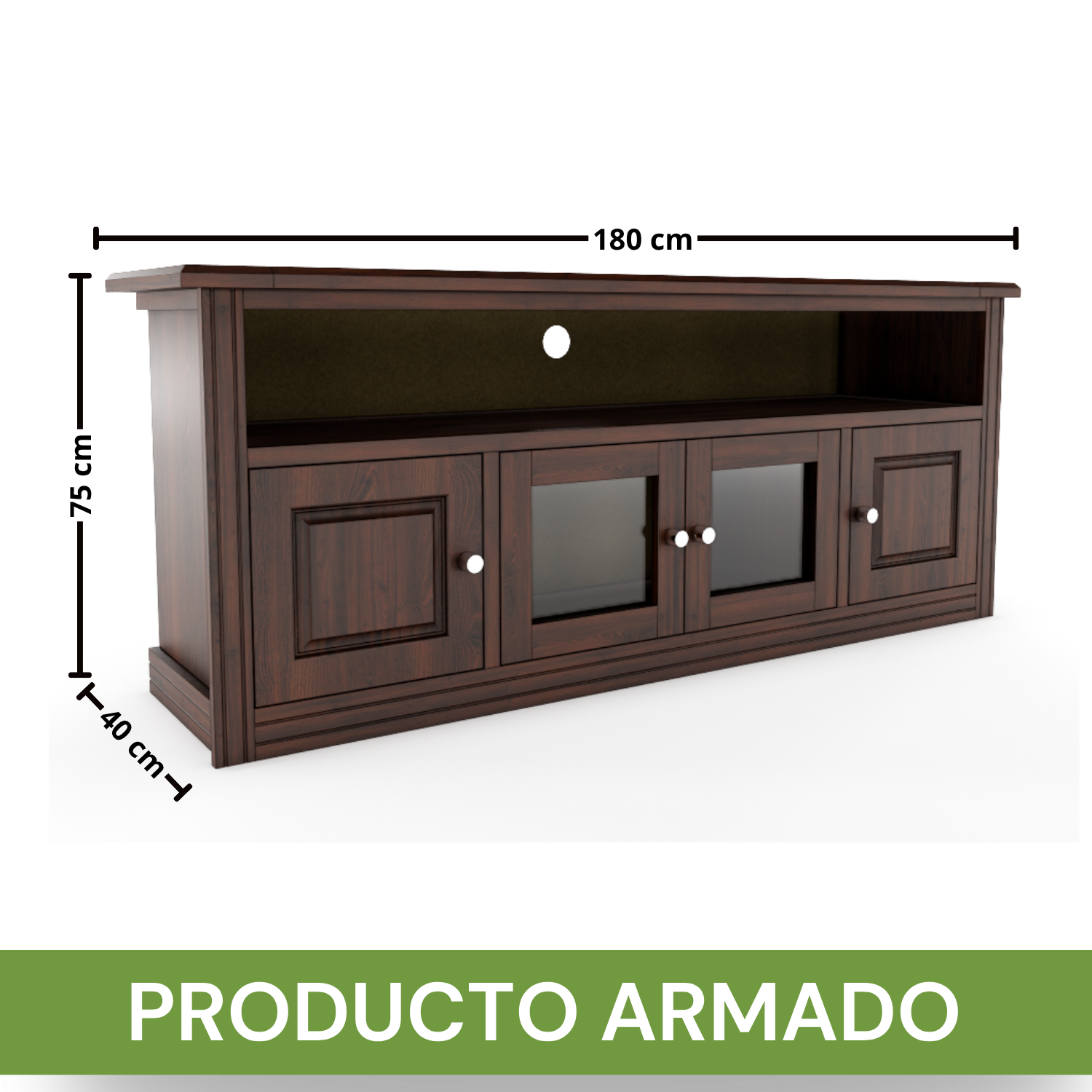 Rack Berlin 1800 Madera Chocolate Vidrio-1