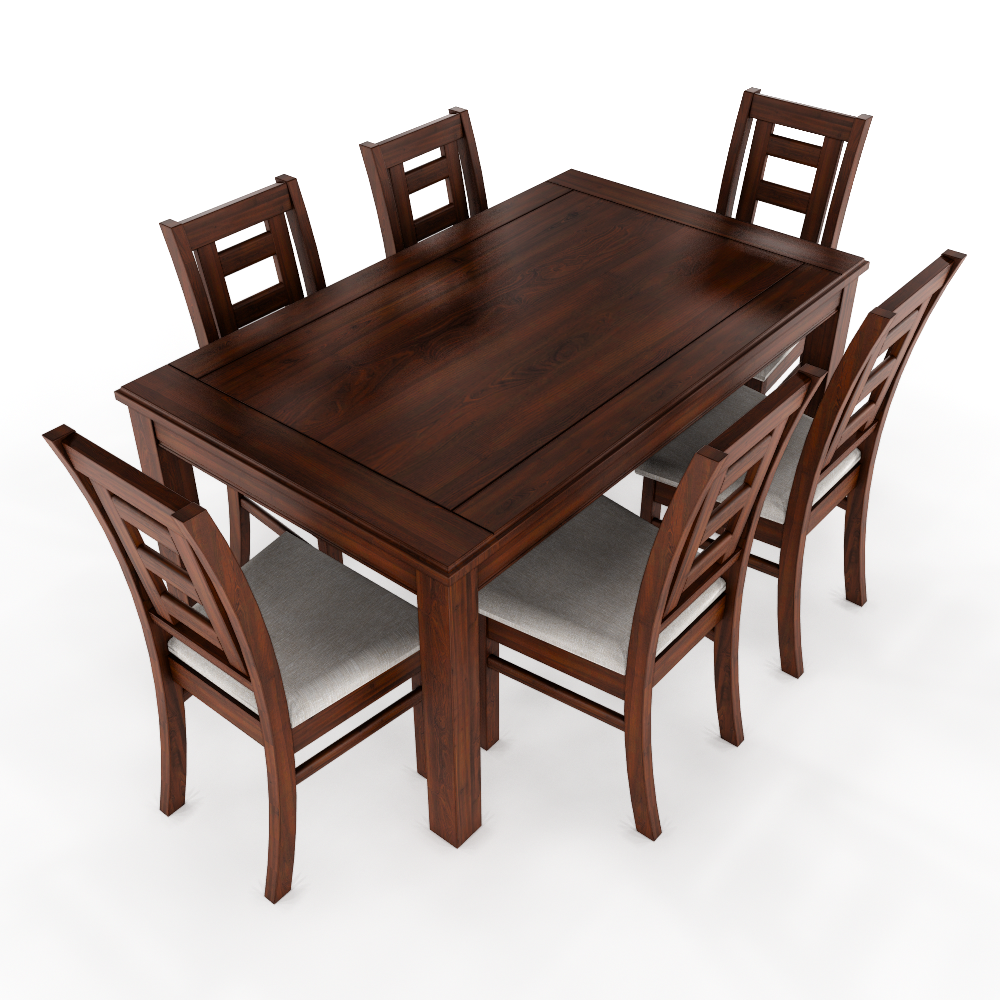 Juego de Comedor Sevilla 6 Sillas Nogal Mesa Rectangular Madera-2