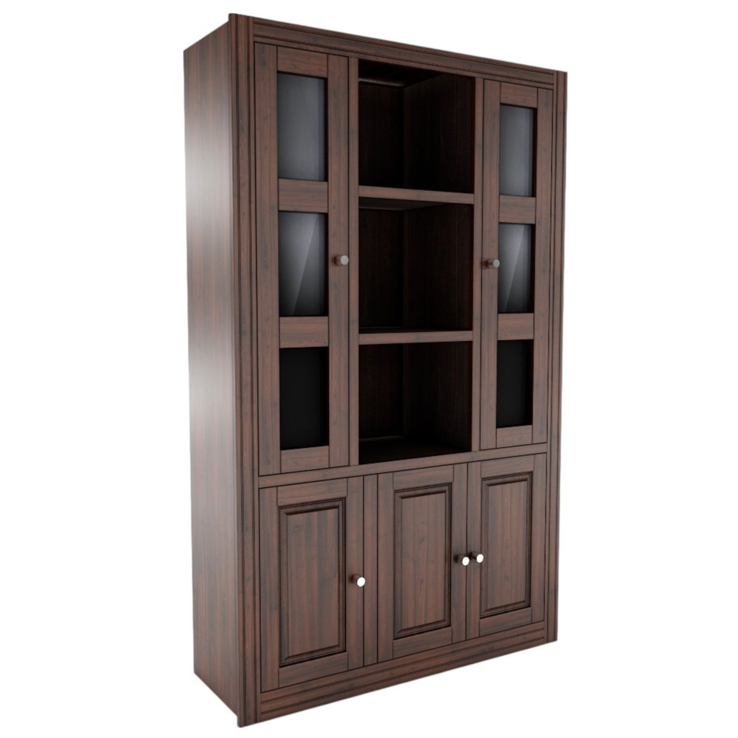 Vitrina Berlin Chocolate 3 Cuerpos Madera puerta Vidrio-2