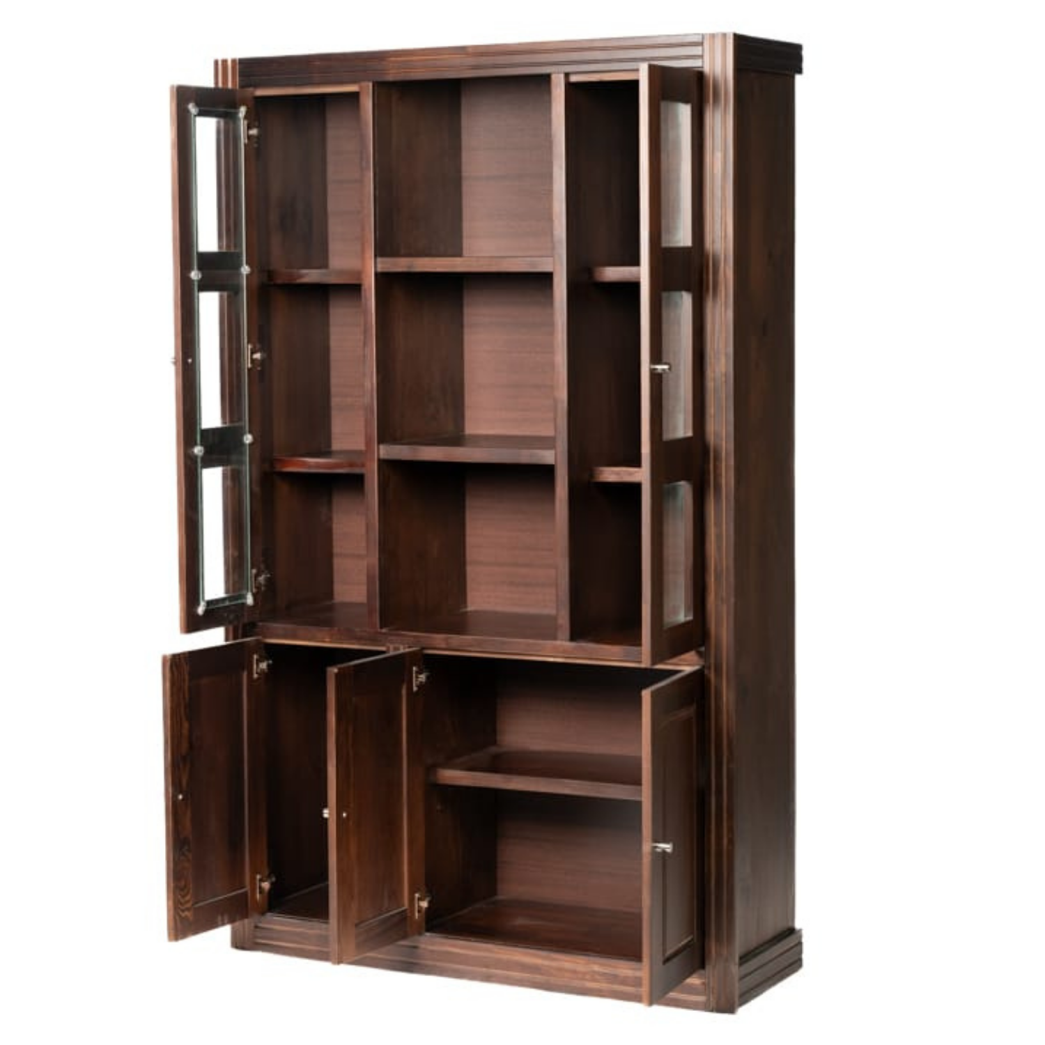 Vitrina Berlin Chocolate 3 Cuerpos Madera puerta Vidrio-3