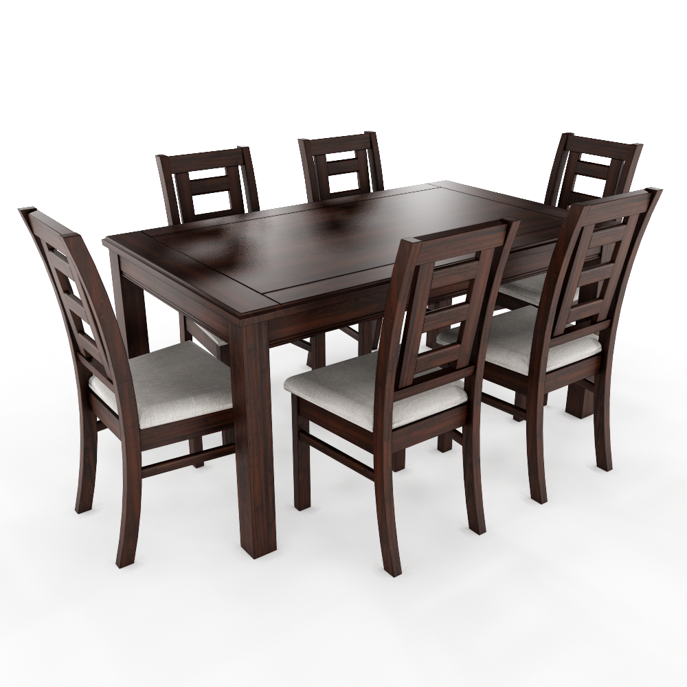 Juego de Comedor Sevilla 6 Sillas Chocolate Mesa Rectangular Madera-2