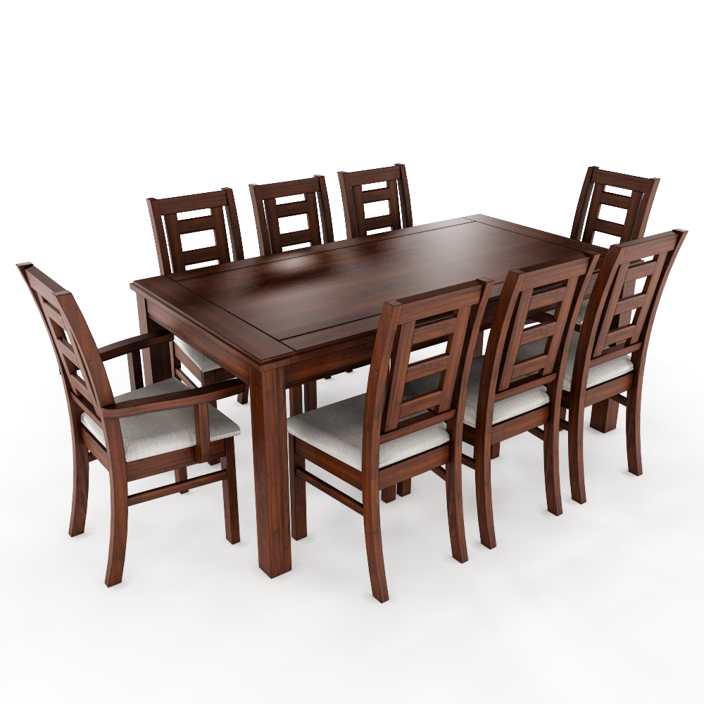 Juego de Comedor Sevilla 8 Sillas incluye 2 sitiales Nogal Mesa 1.8 Rectangular Madera-2