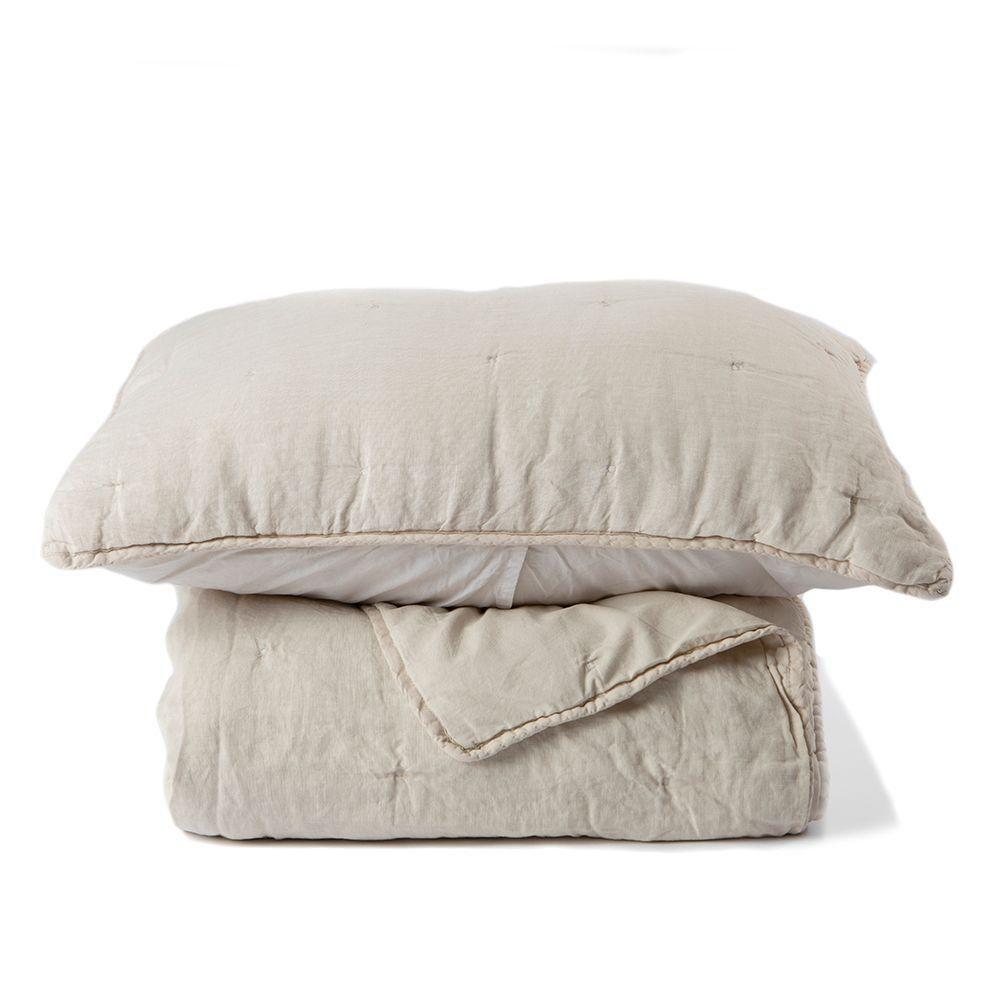 cubrecama quilt lino beige 2 plazas-0