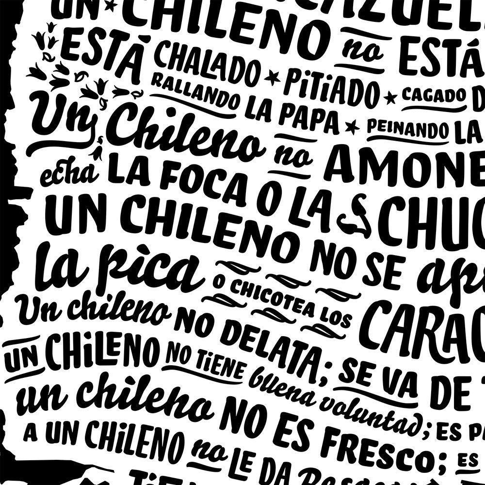 Mapa de Chile con frases típicas (Blanco) - Lámina-3