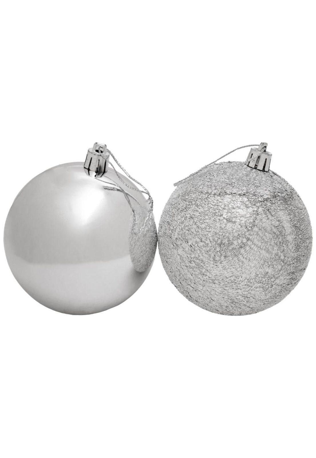 Set de 12 esferas navideñas 8 cms color plata-2