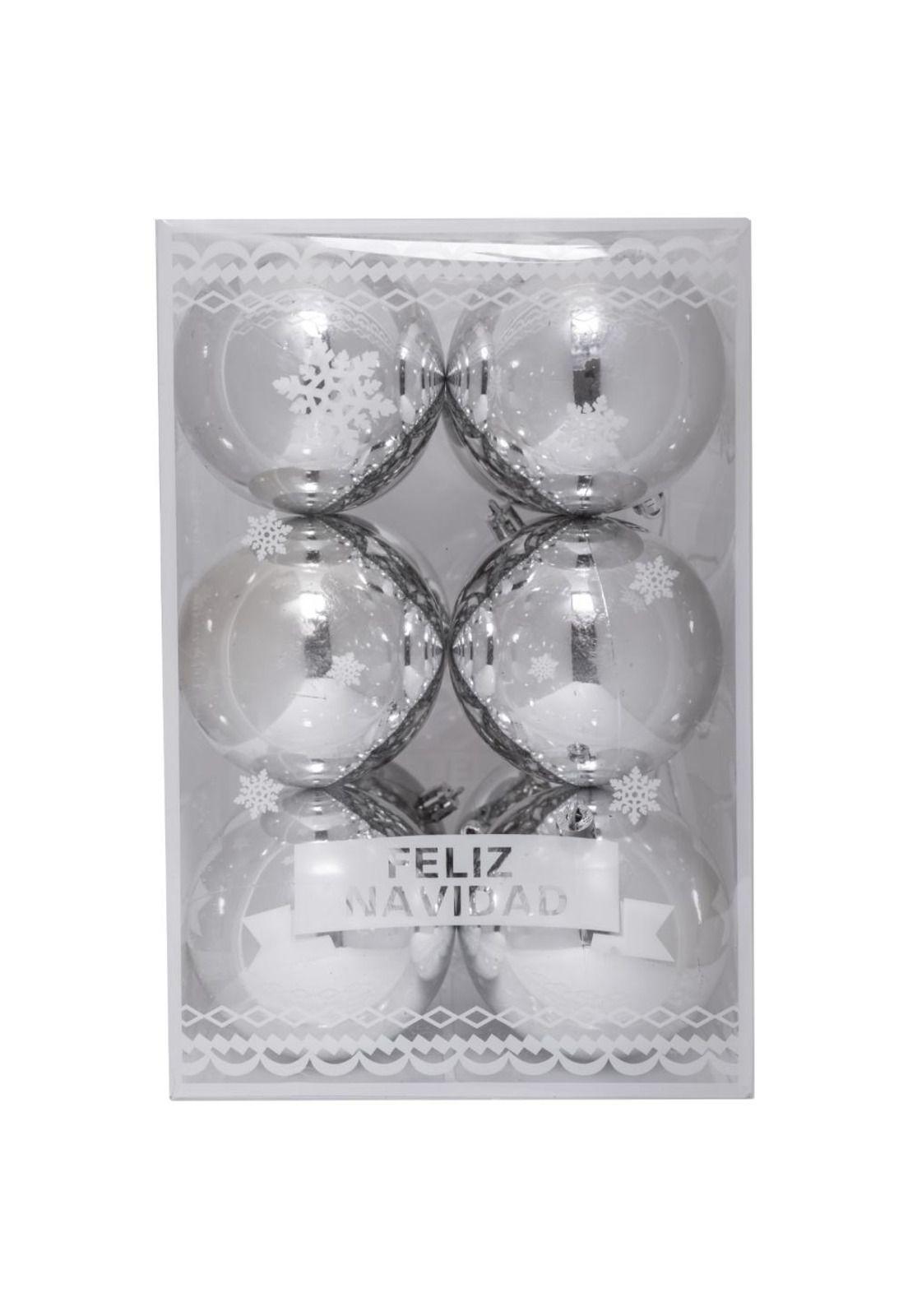 Set de 12 esferas brillantes 8 cms plata-0
