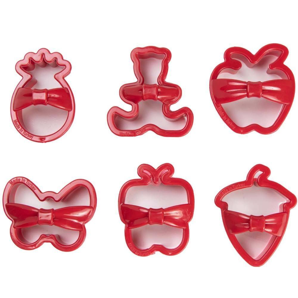 CORTADOR DE GALLETAS CON DISEÑOS ROJO 6 U.-2