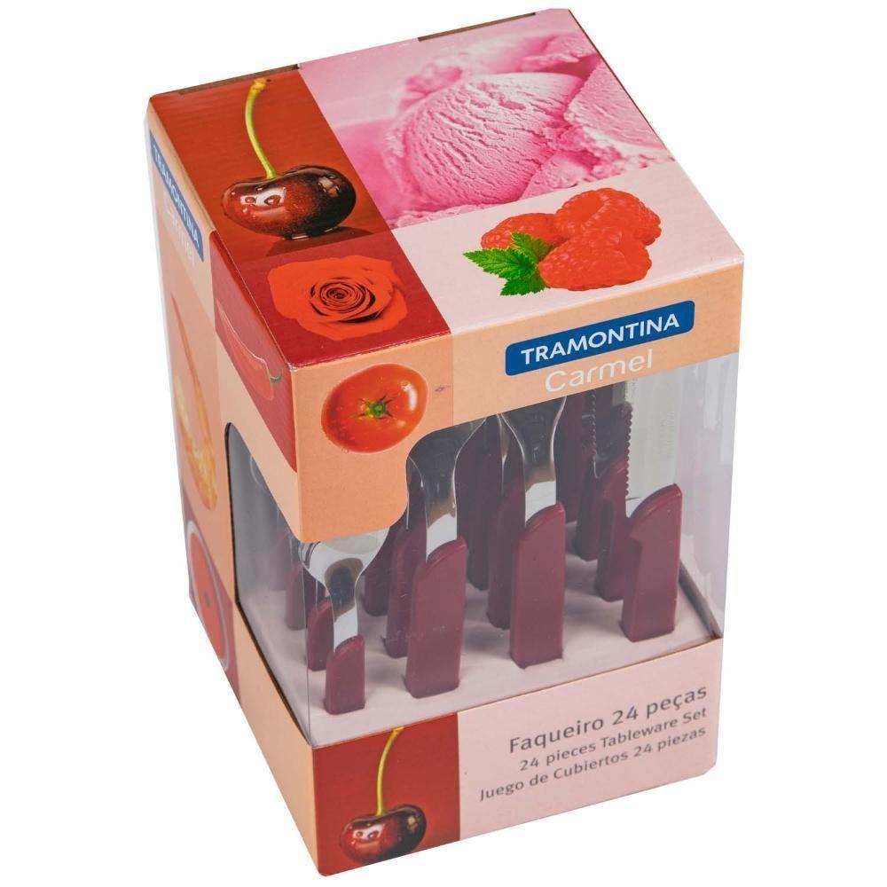 Juego de cubiertos 24 piezas rojo-0