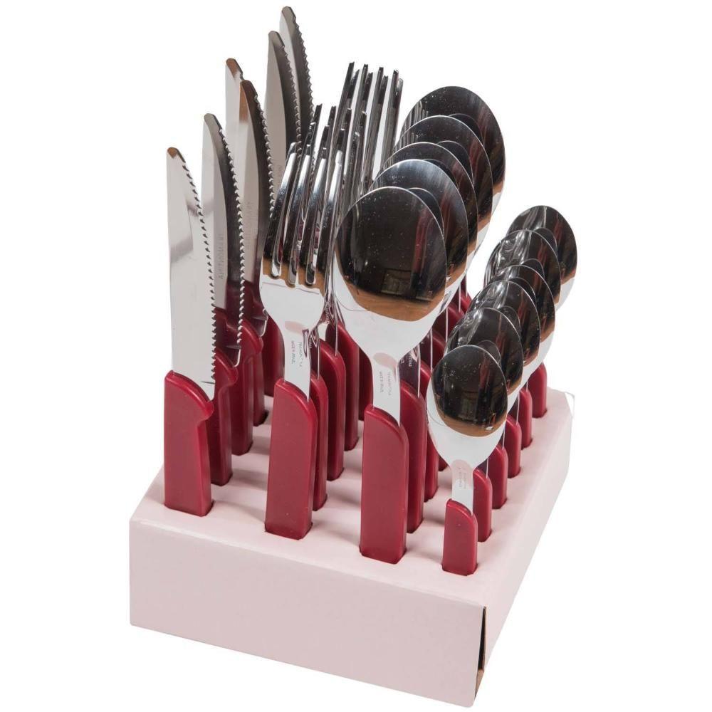 Juego de cubiertos 24 piezas rojo-3