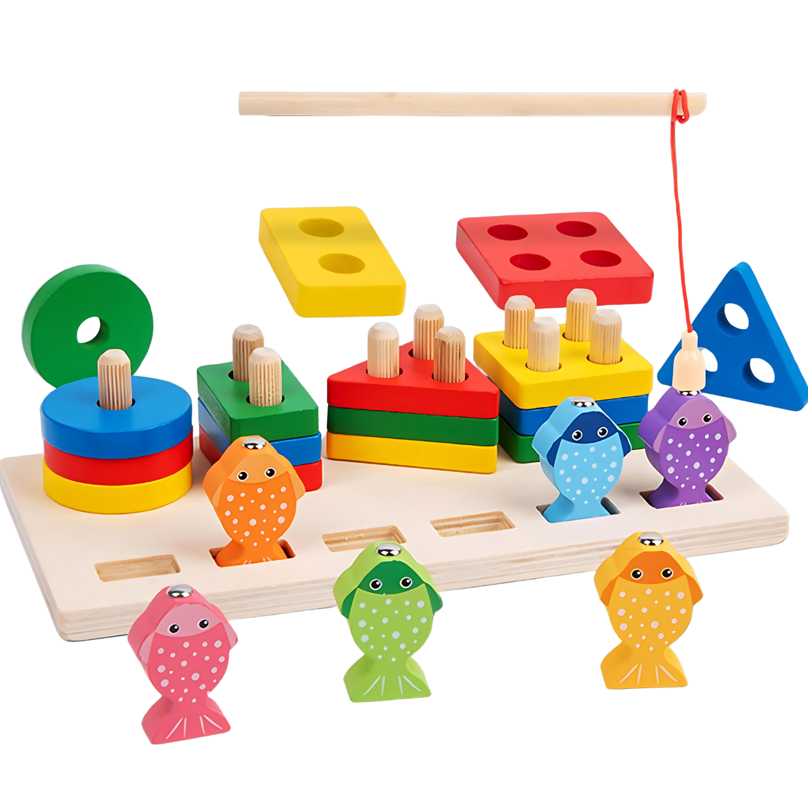 Juego De Pesca Magnético Y Encaje De Madera Montessori-3