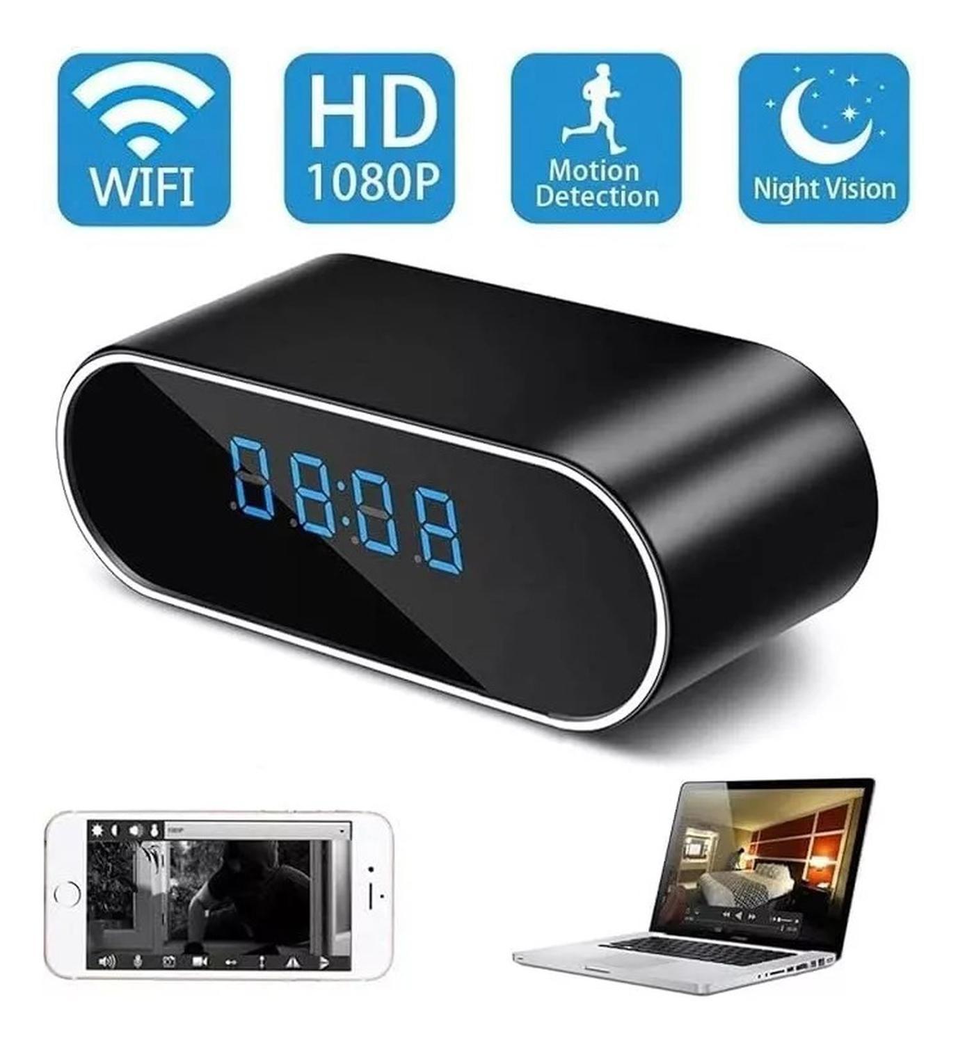 Cámara Reloj Oculta Espia 1080 Wifi Detecta Movimiento Negro-1