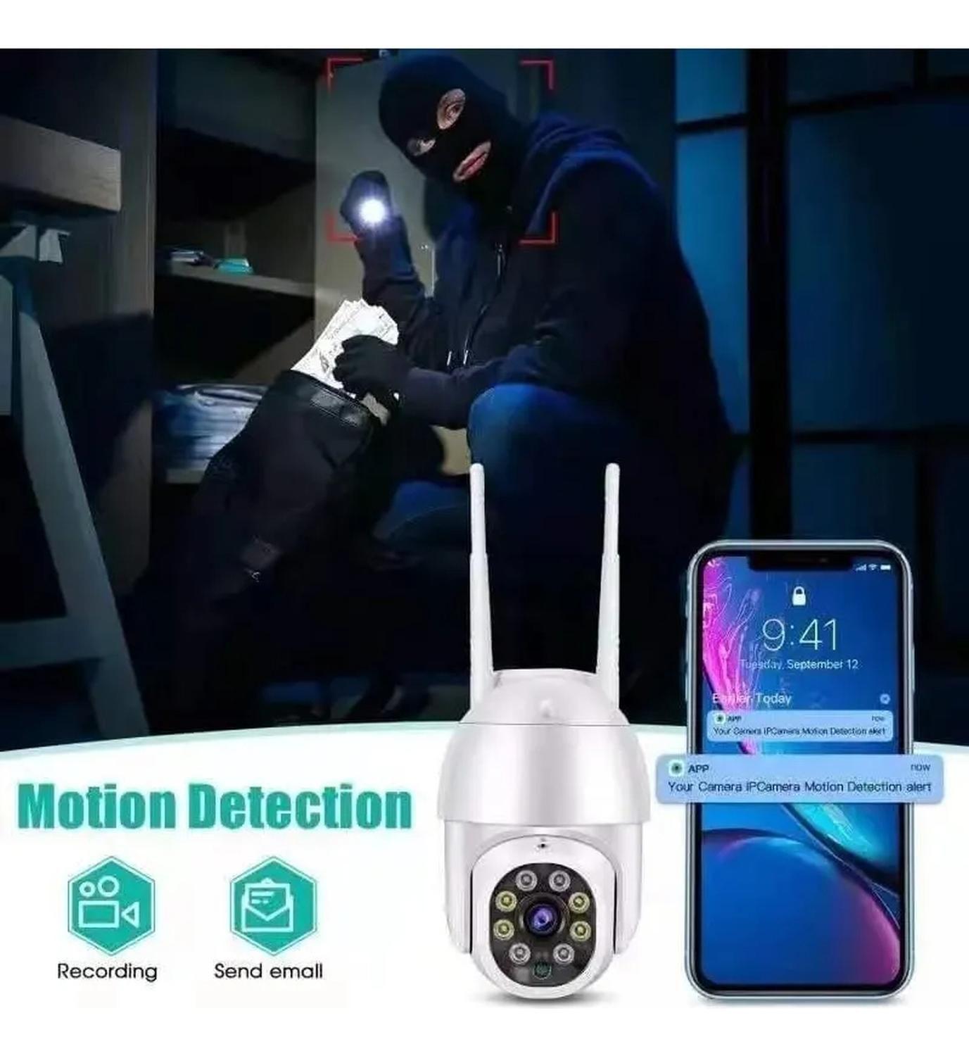 Camara Ip Wifi Domo Giratoria Full Hd Exterior Vision Noctur Blanco-2