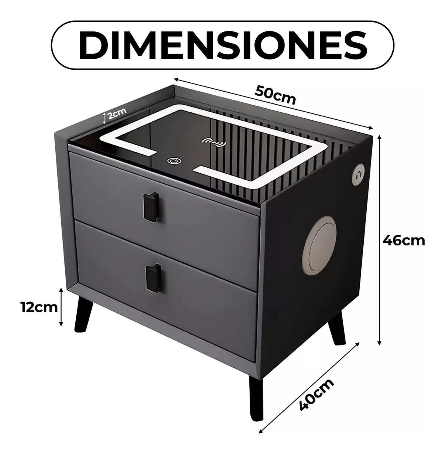 Velador Con Parlantes Carga Inalámbrica Usb Inteligente-2