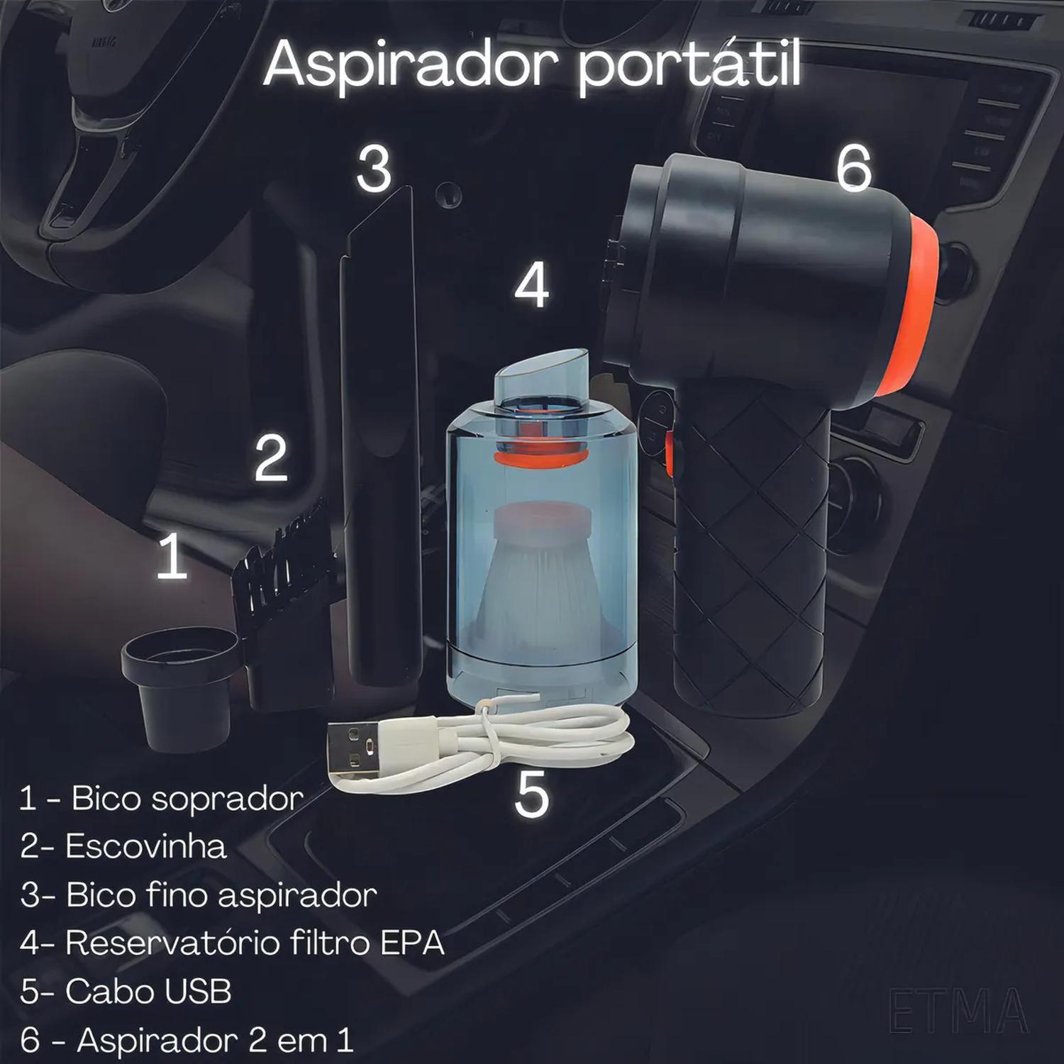 Aspiradora Portátil De Alta Potencia 3 En 1 Vacuum Negro-4