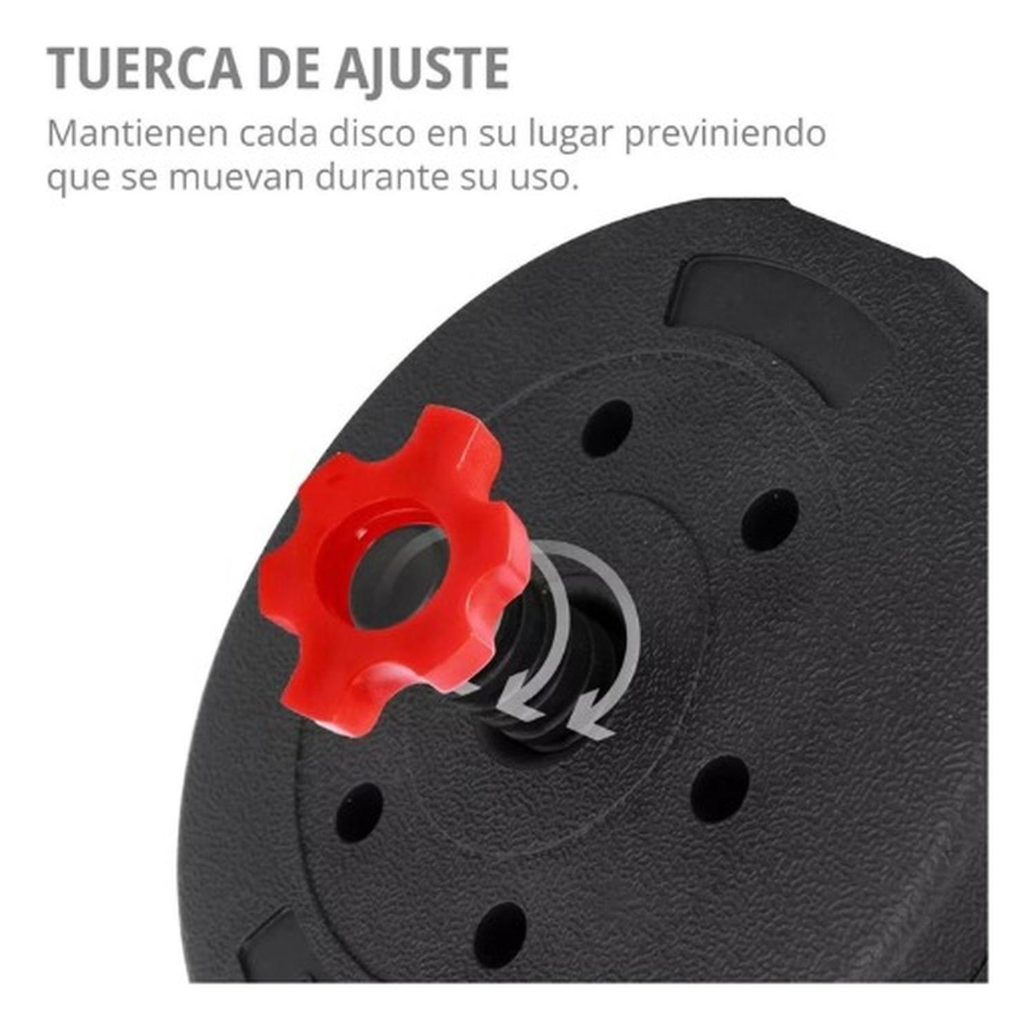 Set De Mancuernas 10kg Barra Armable Ajustable Profesional Negro-4
