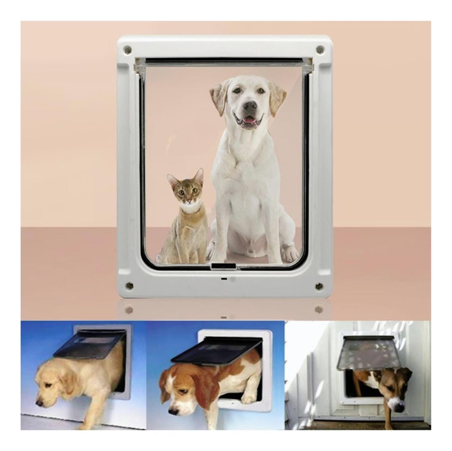 Puerta Para Mascotas Xxl Exterior Interior Para Gatos Perros Blanco-5