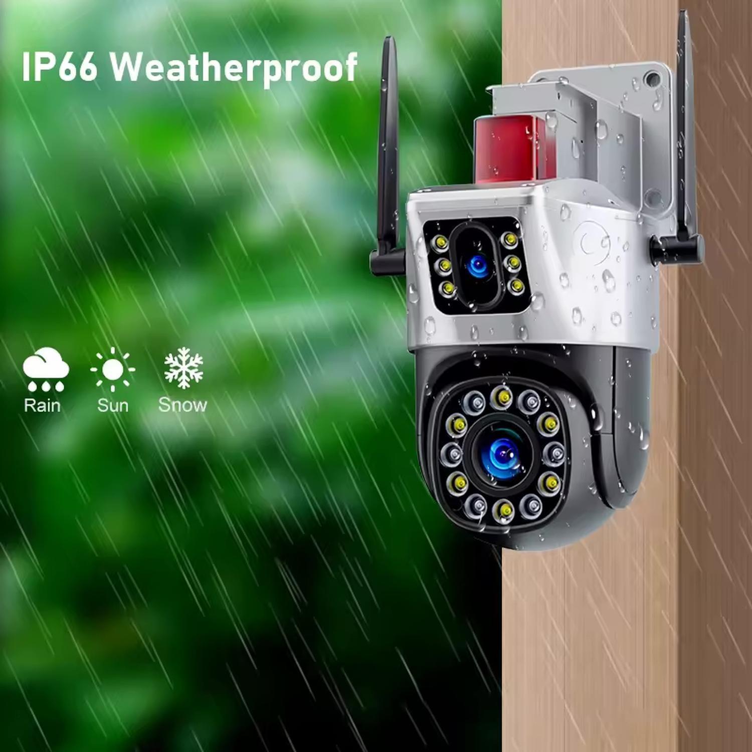 Camara Exterior Seguridad Doble Vision Ip Wifi Baliza Roja Blanco-2