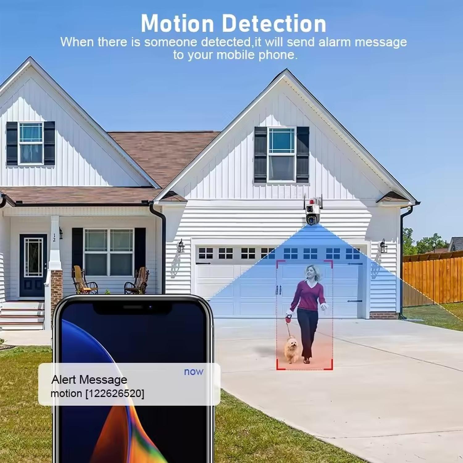 Camara Exterior Seguridad Doble Vision Ip Wifi Baliza Roja Blanco-3