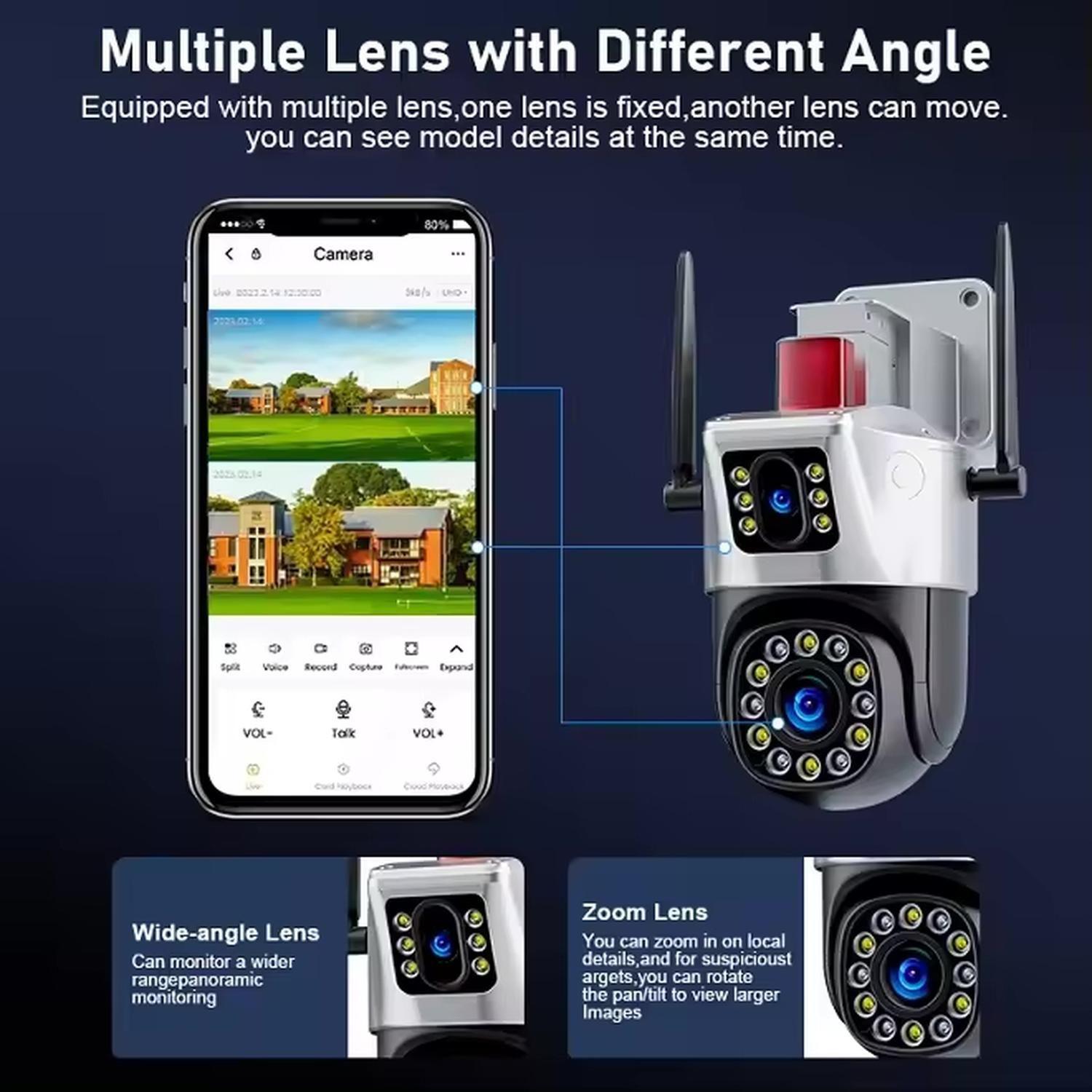 Camara Exterior Seguridad Doble Vision Ip Wifi Baliza Roja Blanco-4