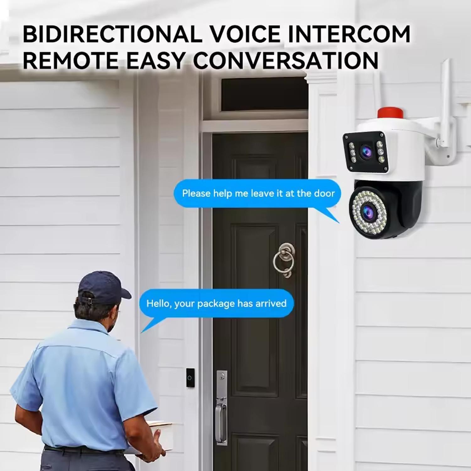 Camara Exterior Seguridad Doble Vision Ip Wifi Baliza Roja Blanco-5