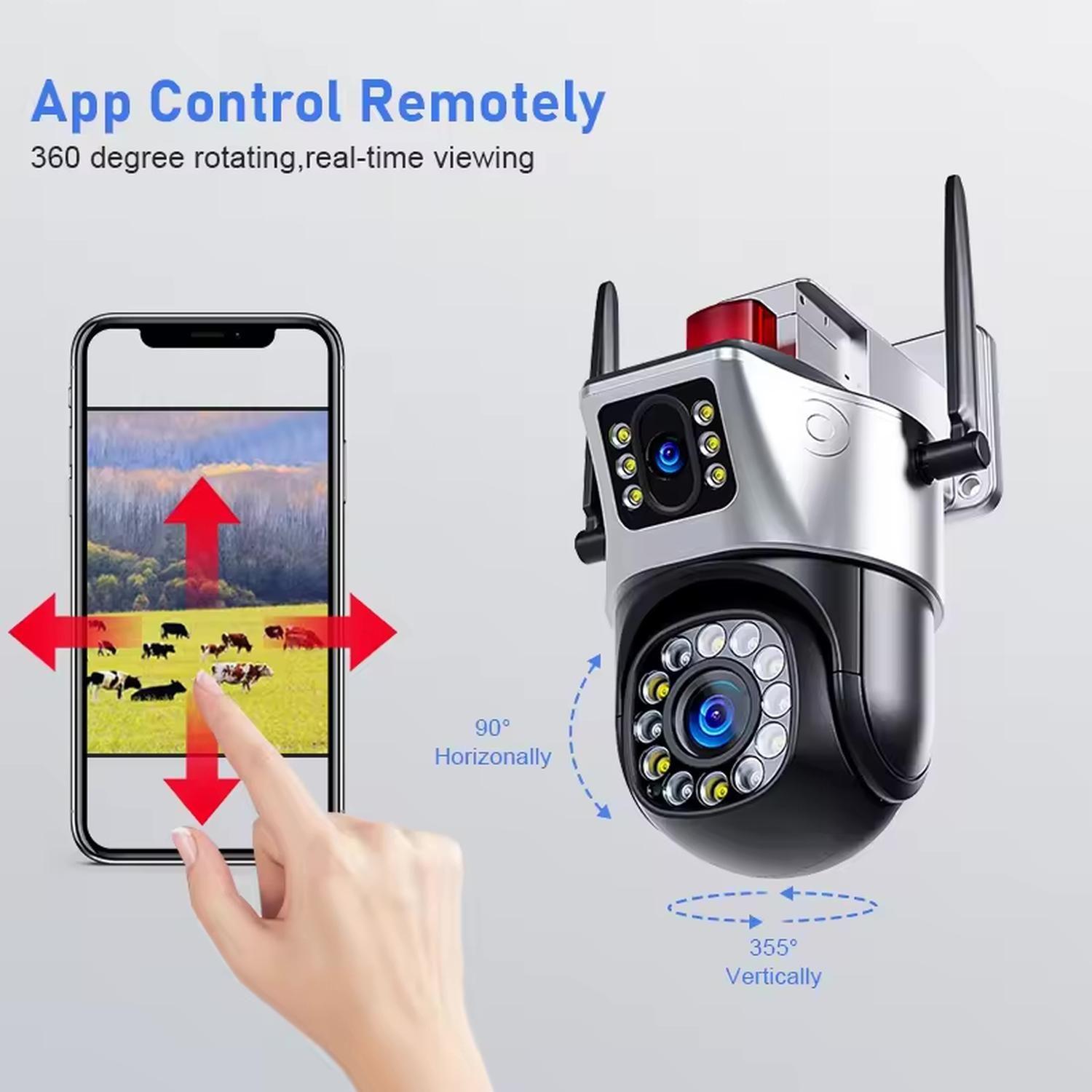 Camara Exterior Seguridad Doble Vision Ip Wifi Baliza Roja Blanco-6