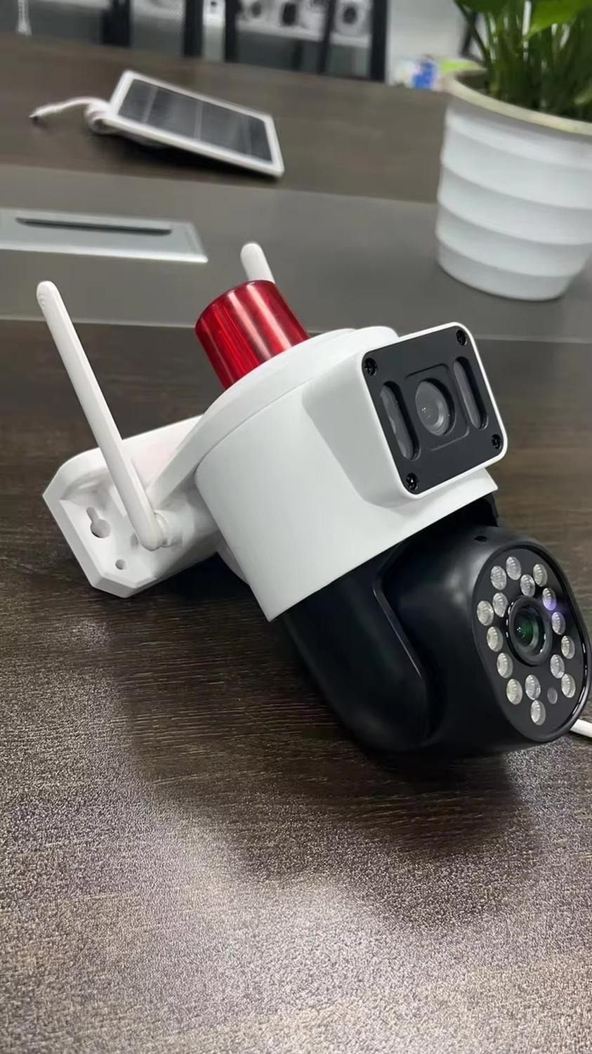 Camara Exterior Seguridad Doble Vision Ip Wifi Baliza Roja Blanco-7