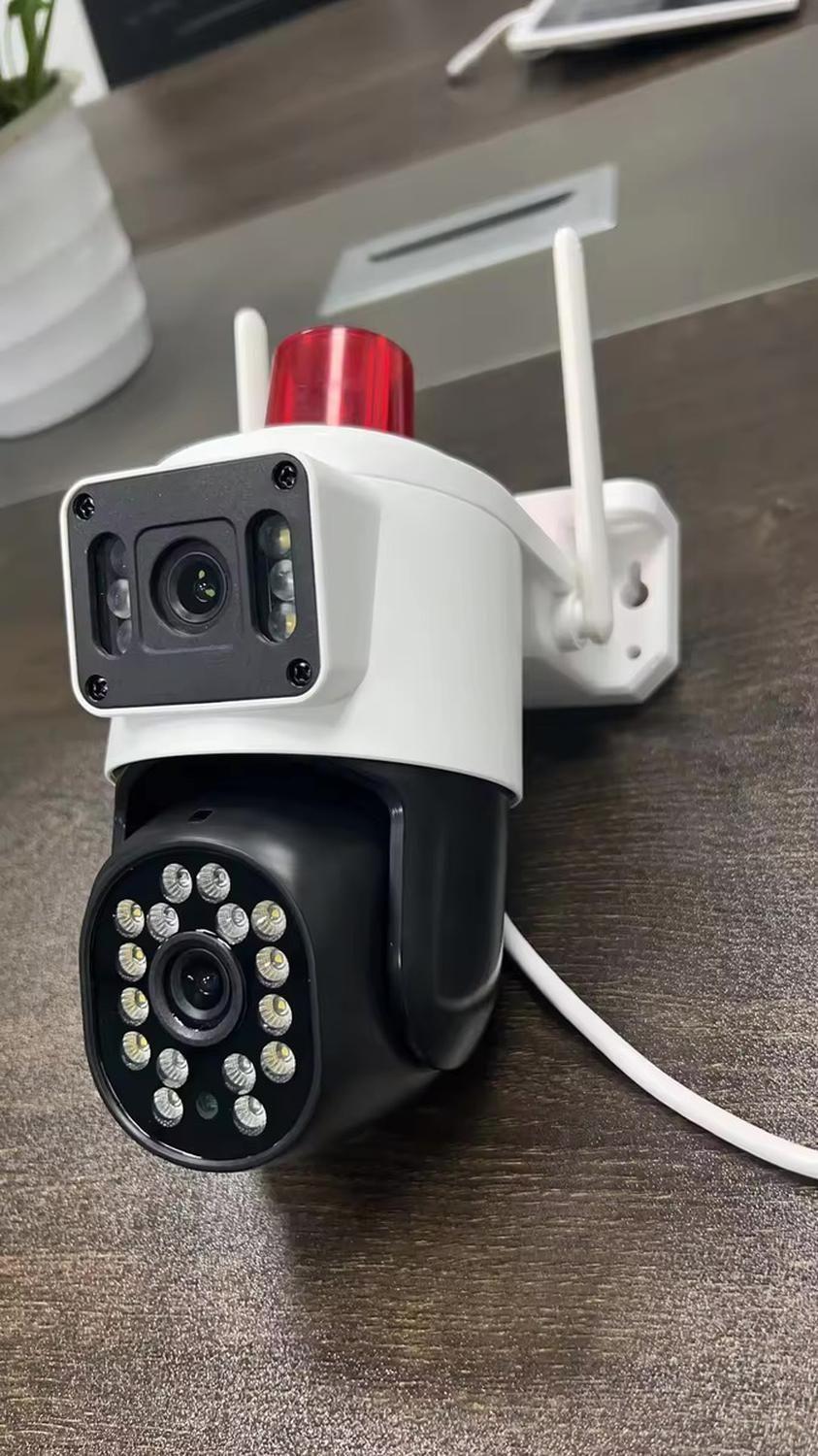 Camara Exterior Seguridad Doble Vision Ip Wifi Baliza Roja Blanco-8