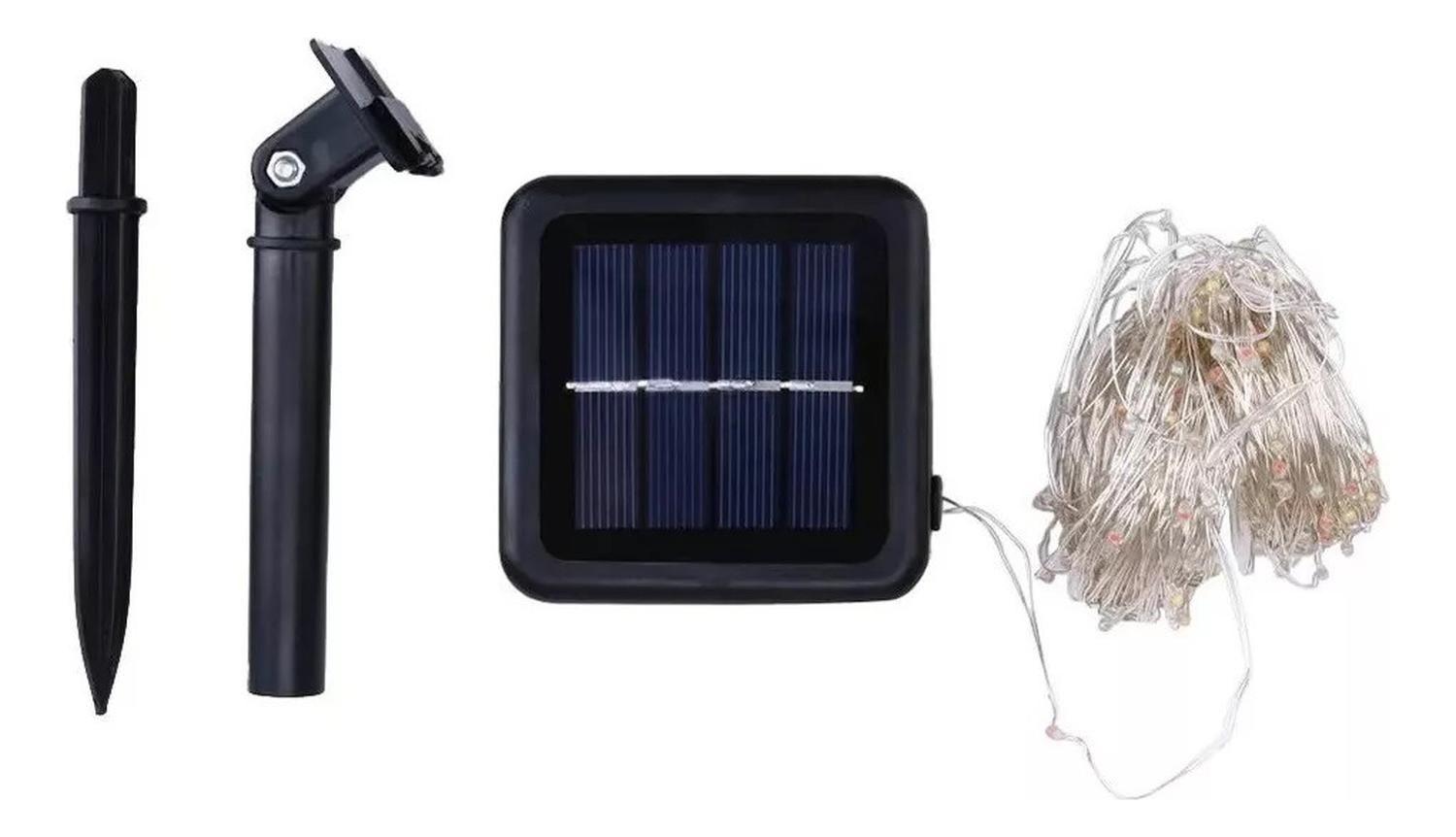 Guirnalda Hada Alambre Solar 100 Led 10m Luz Cálida Hogar Amarillo-3