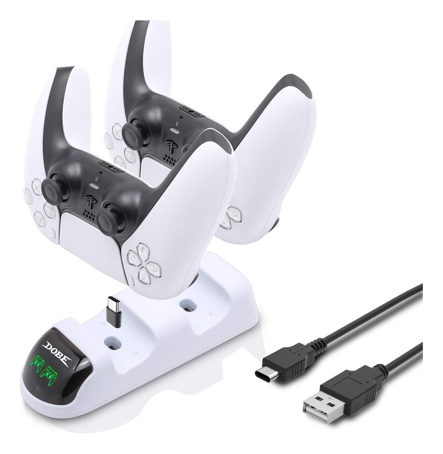 Cargador De Doble Base Compatible Con Mando Ps5 Y Playstatio Blanco-1