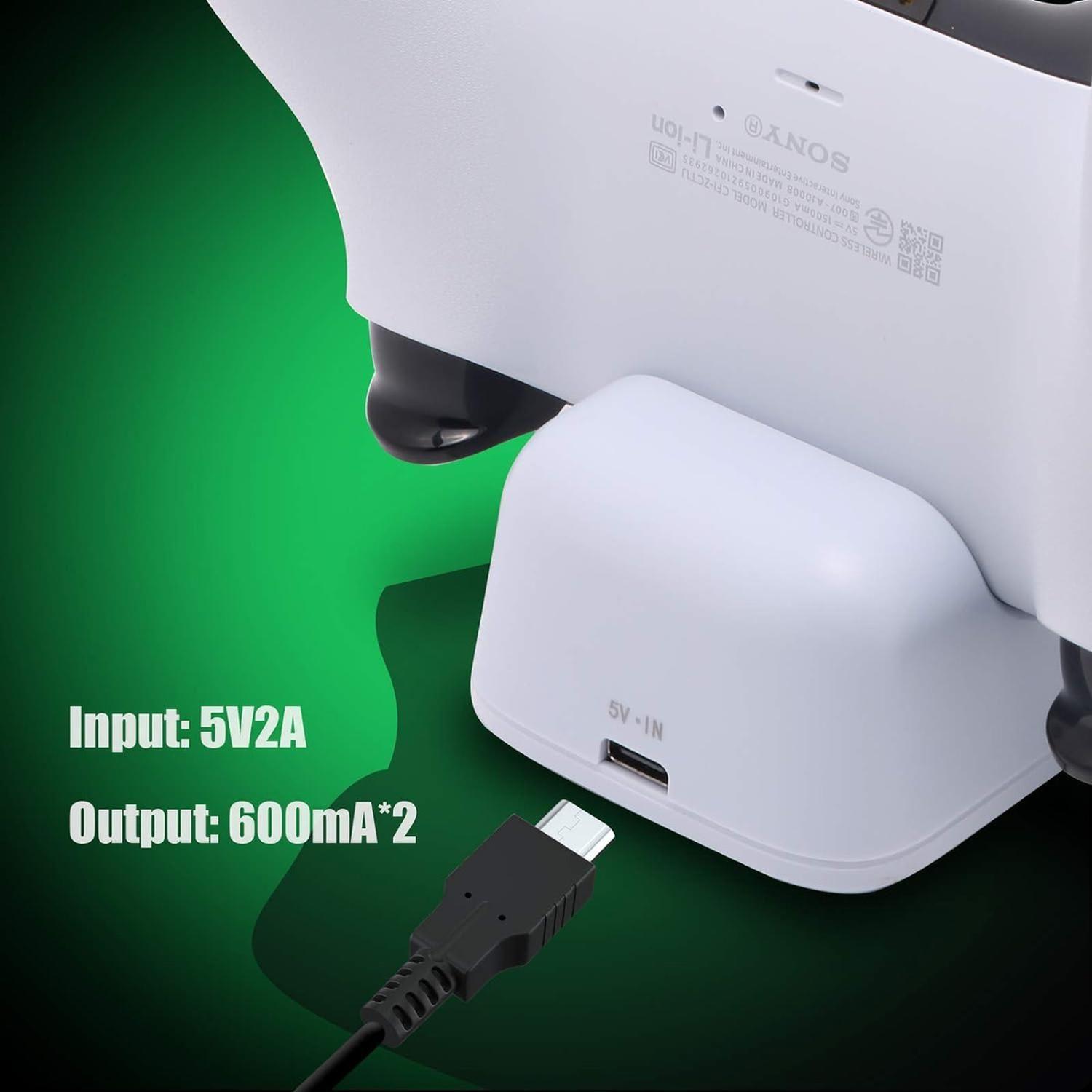 Cargador De Doble Base Compatible Con Mando Ps5 Y Playstatio Blanco-2