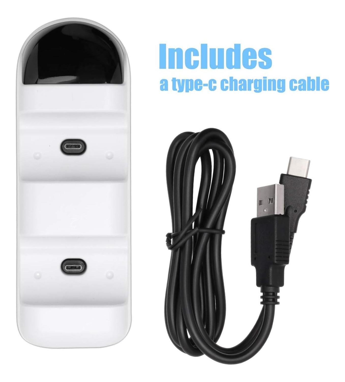 Cargador De Doble Base Compatible Con Mando Ps5 Y Playstatio Blanco-3