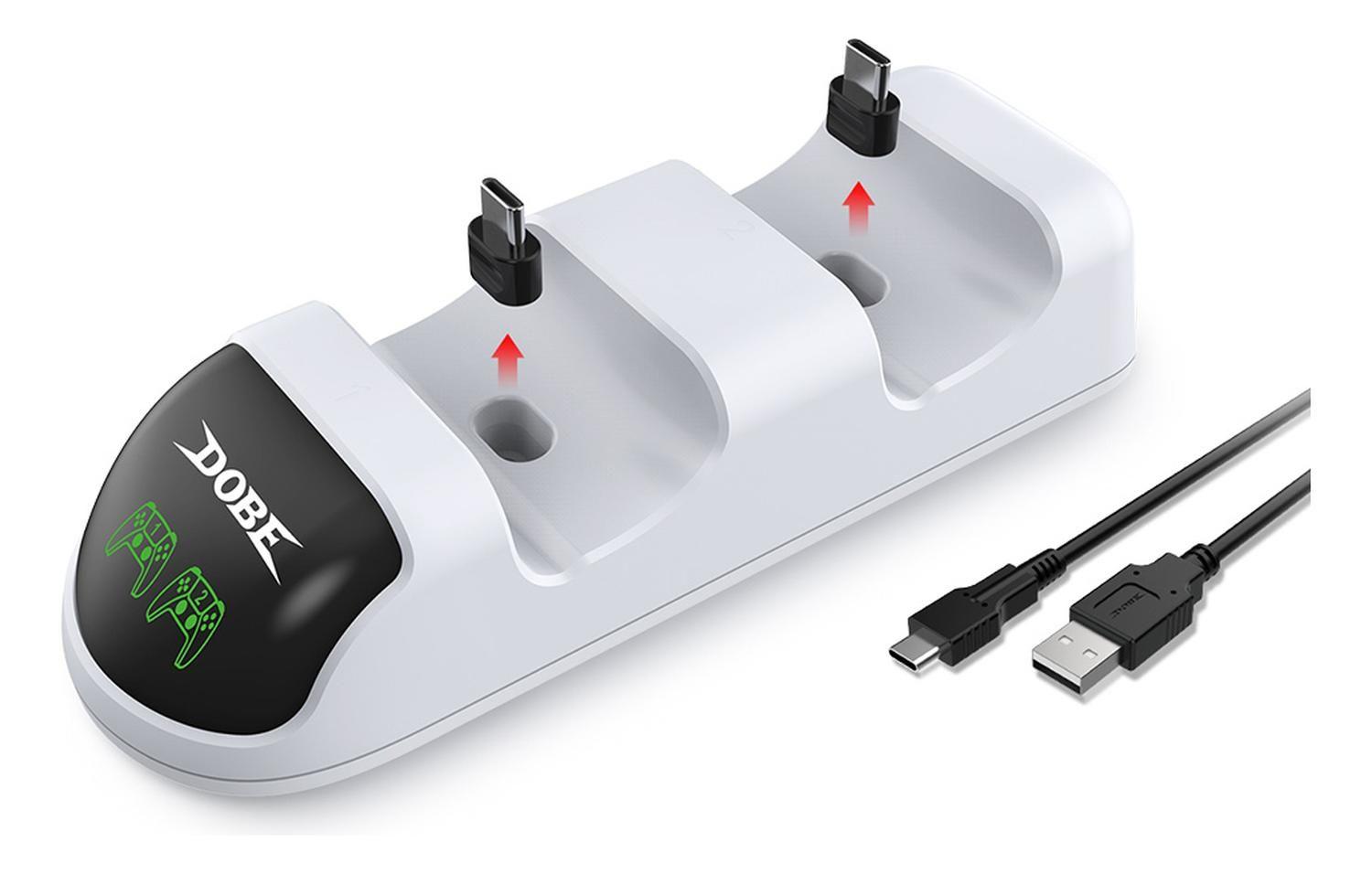 Cargador De Doble Base Compatible Con Mando Ps5 Y Playstatio Blanco-4