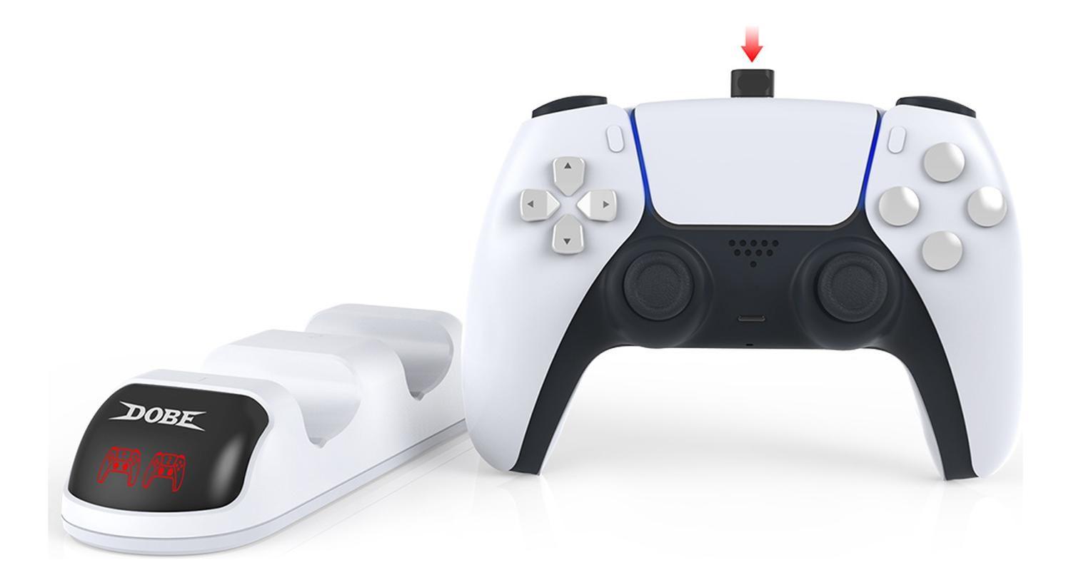 Cargador De Doble Base Compatible Con Mando Ps5 Y Playstatio Blanco-5