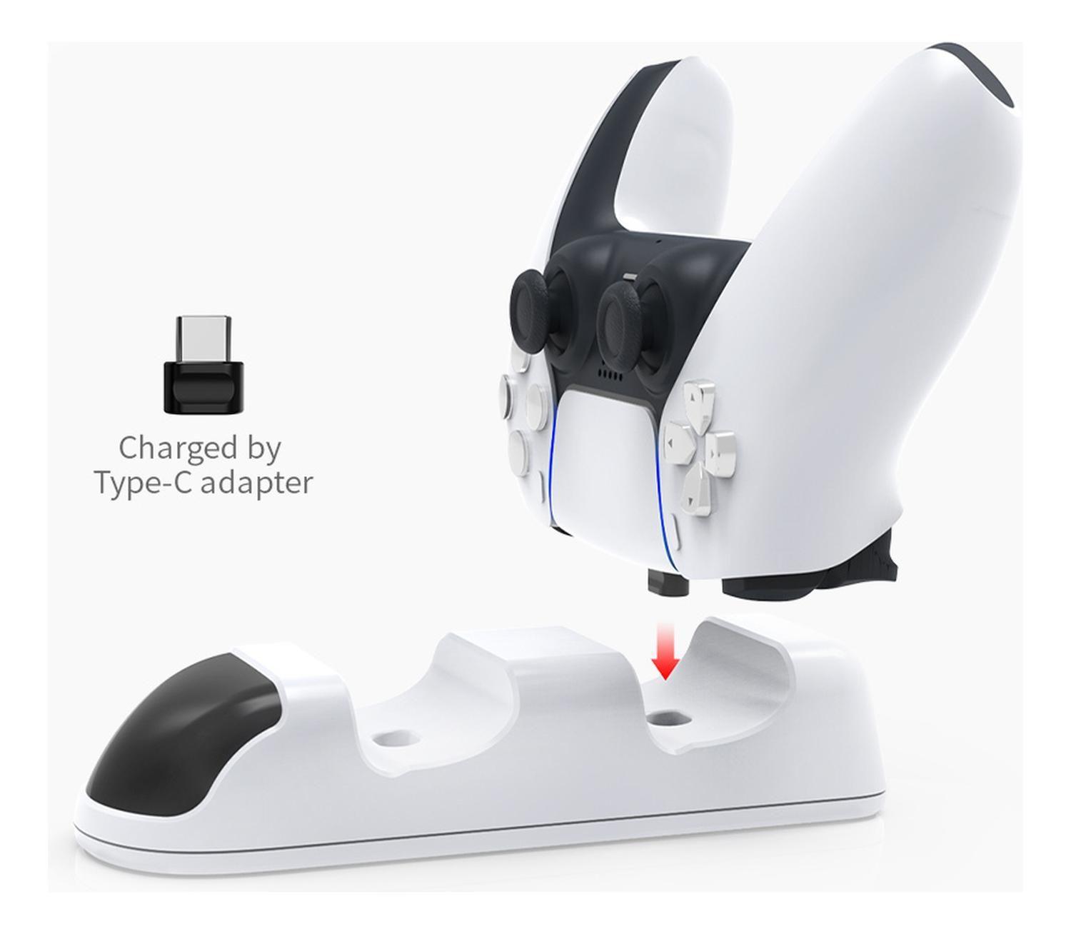 Cargador De Doble Base Compatible Con Mando Ps5 Y Playstatio Blanco-6