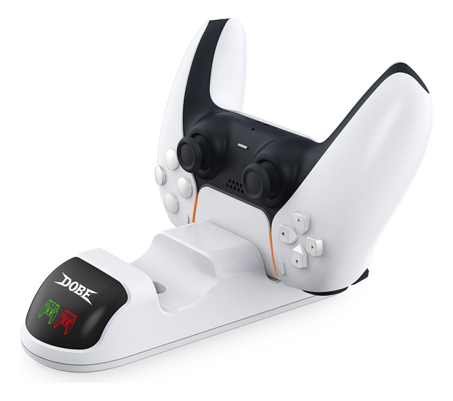 Cargador De Doble Base Compatible Con Mando Ps5 Y Playstatio Blanco-7