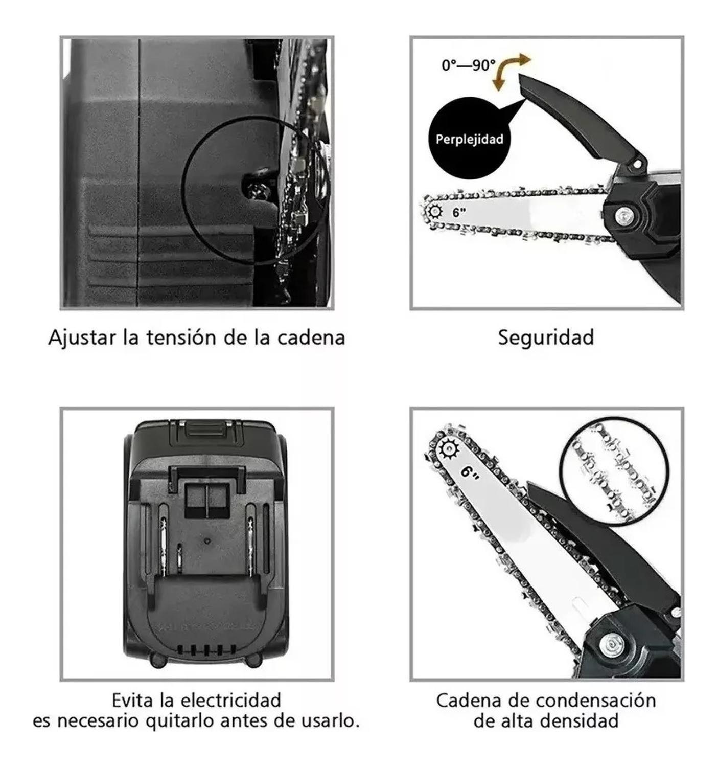 Moto Sierra Eléctrica De Mano Inalámbrica 48v + 1 Bateria Negro-2