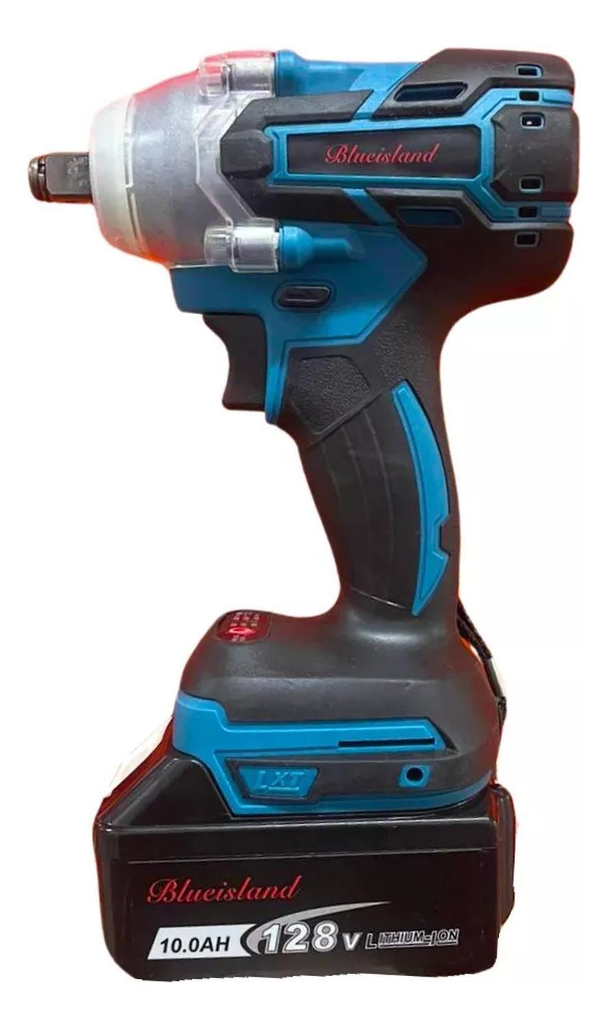 Llave De Impacto Electrica Con Accesorios + 2 Baterias 128v Azul-2