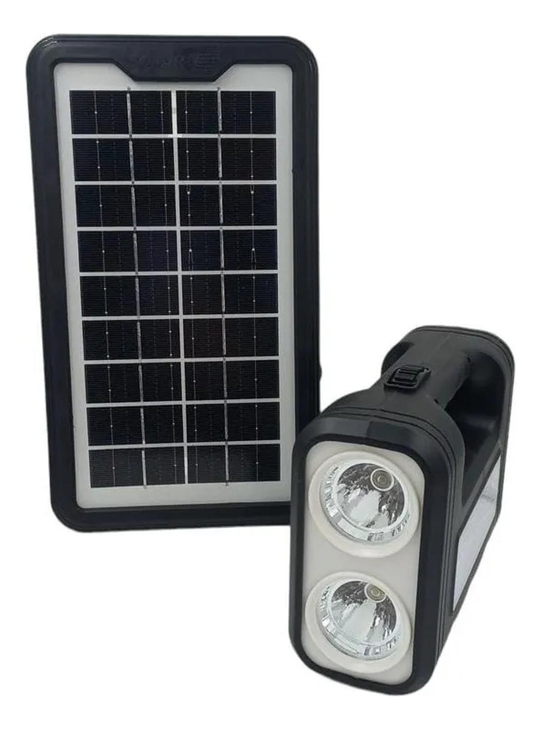 Kit De Campin Solar De Emergencia 3 Ampolletas + Linterna Negro-3