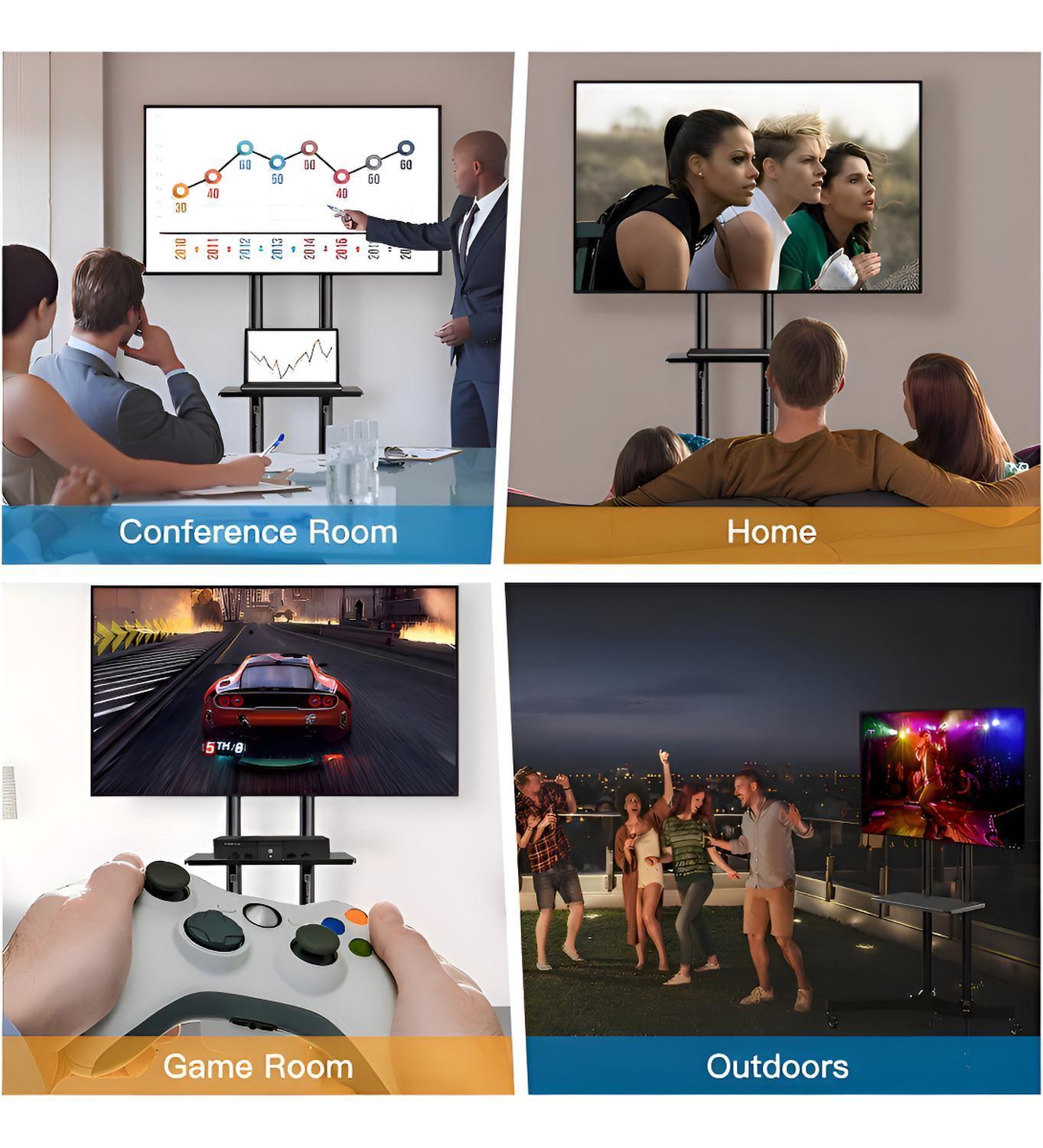 Soporte Tv Base Pedestal Rueda Televisores Movil 32 A 65p D Color Negro-5