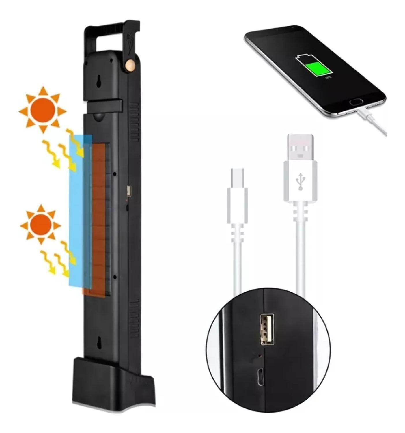 Linterna De Emergencia Solar Y Corriente 30w/39 Led Usb Negro-4