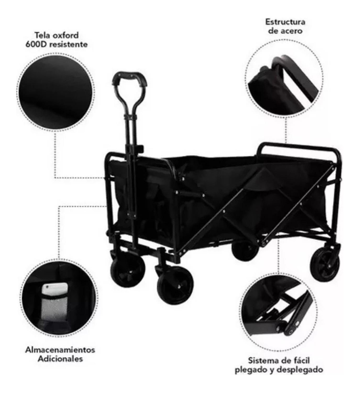 Carrito Para Compras Plegable Ideal Para El Camping Negro-2