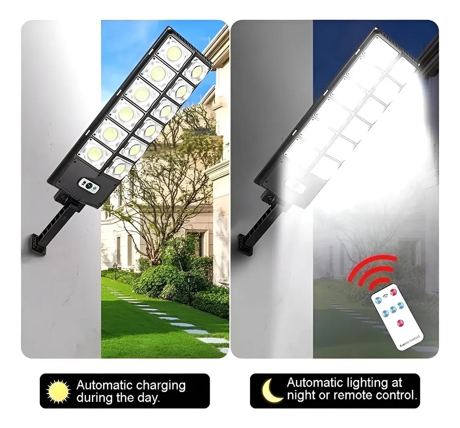 X3 Reflector Led Exterior 400w Foco Solar Sensor Movimiento Negro Blanco Frío-3