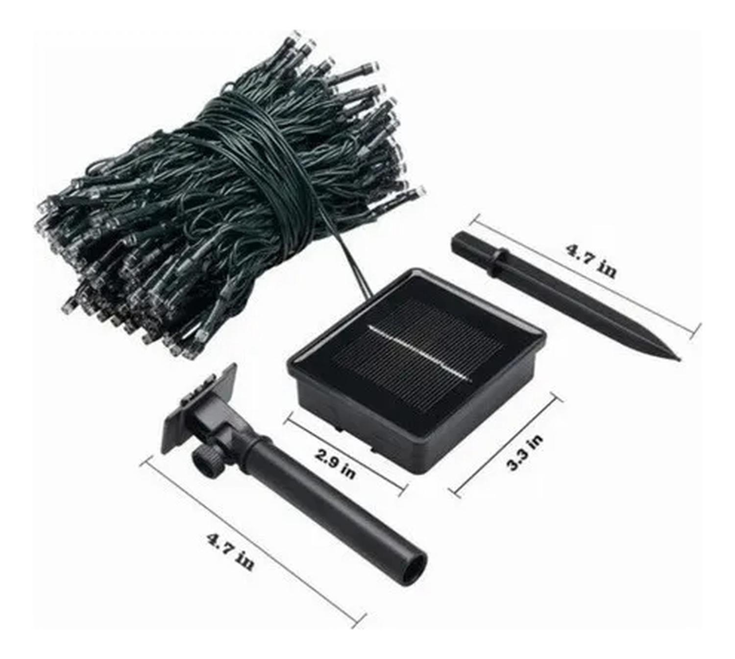 X4 Luces Solar Guirnalda 100 Led Decorativas 10 Metros Luz Amarillo-3