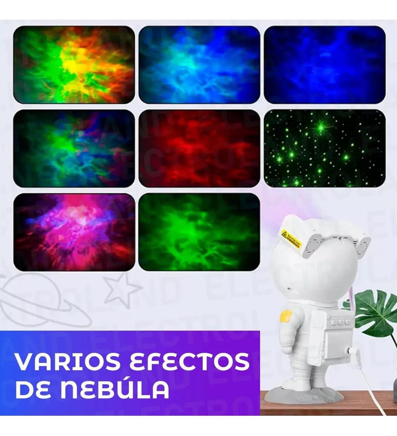 Proyector Lámpara Luz Led Galaxia Astronauta Velador Gris Blanco-2