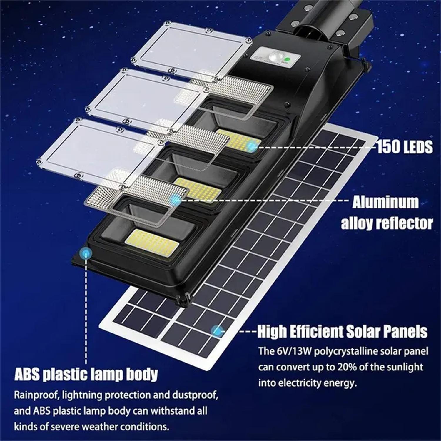 Foco Solar Led 120w Con Panel Incorporado + Soporte Ip65-3