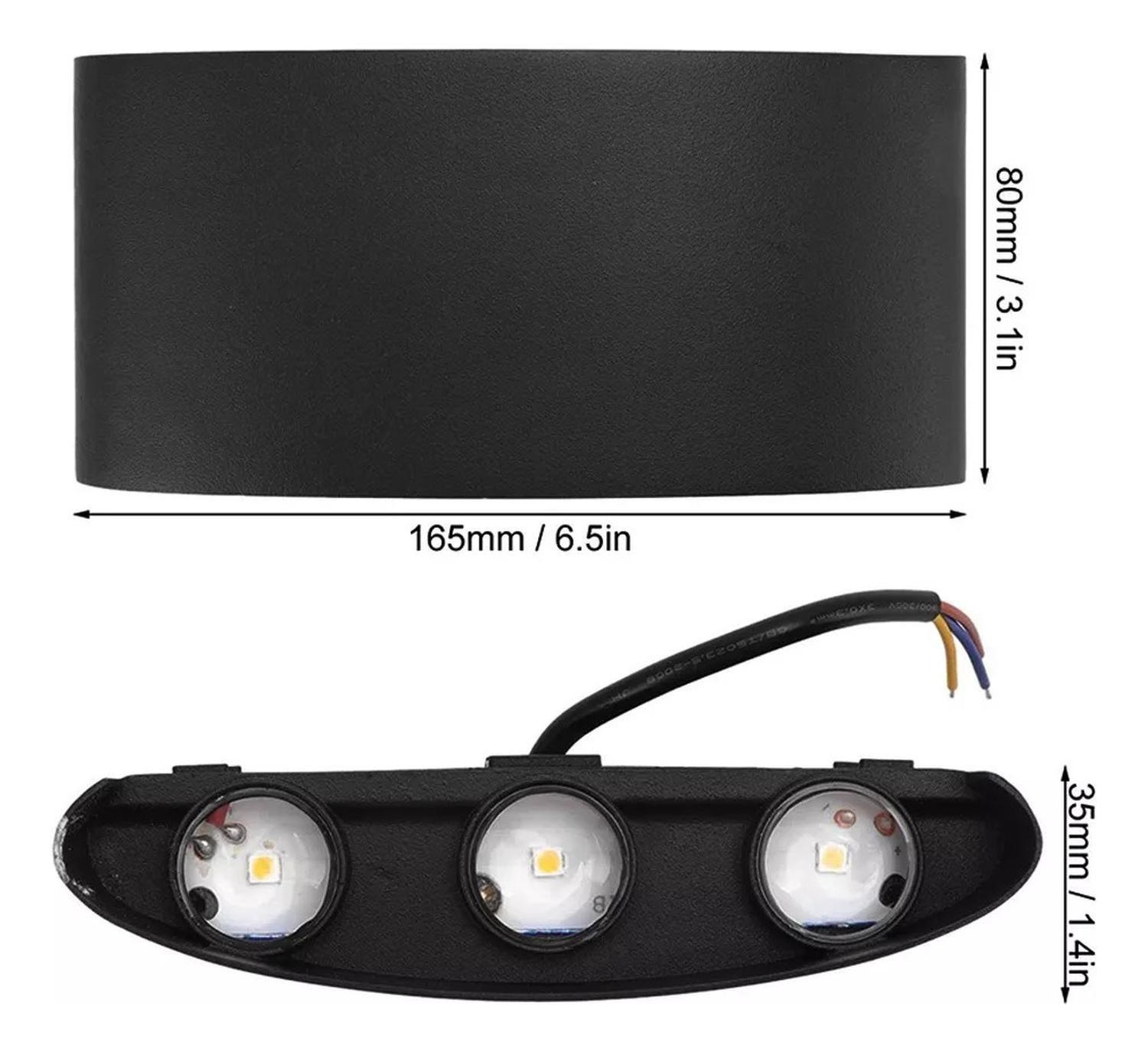 Aplique De Pared 6w Led Luz Calida Decoracion Hogar Negro-6