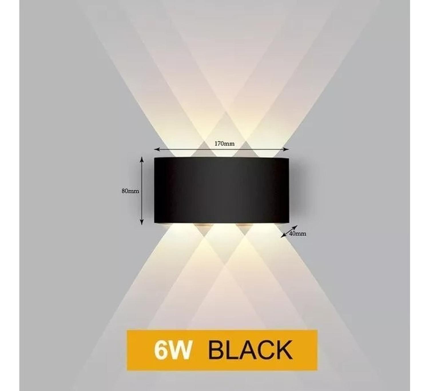 Aplique De Pared 6w Led Luz Calida Decoracion Hogar Negro-8