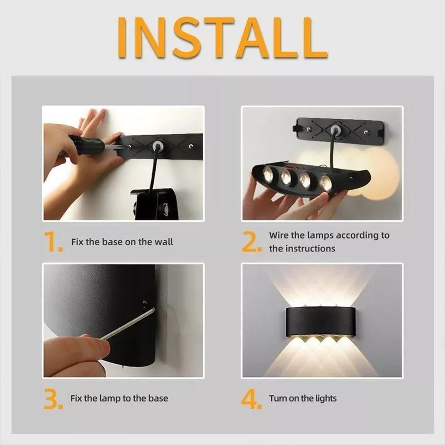 Aplique De Pared 6w Led Luz Calida Decoracion Hogar Negro-9