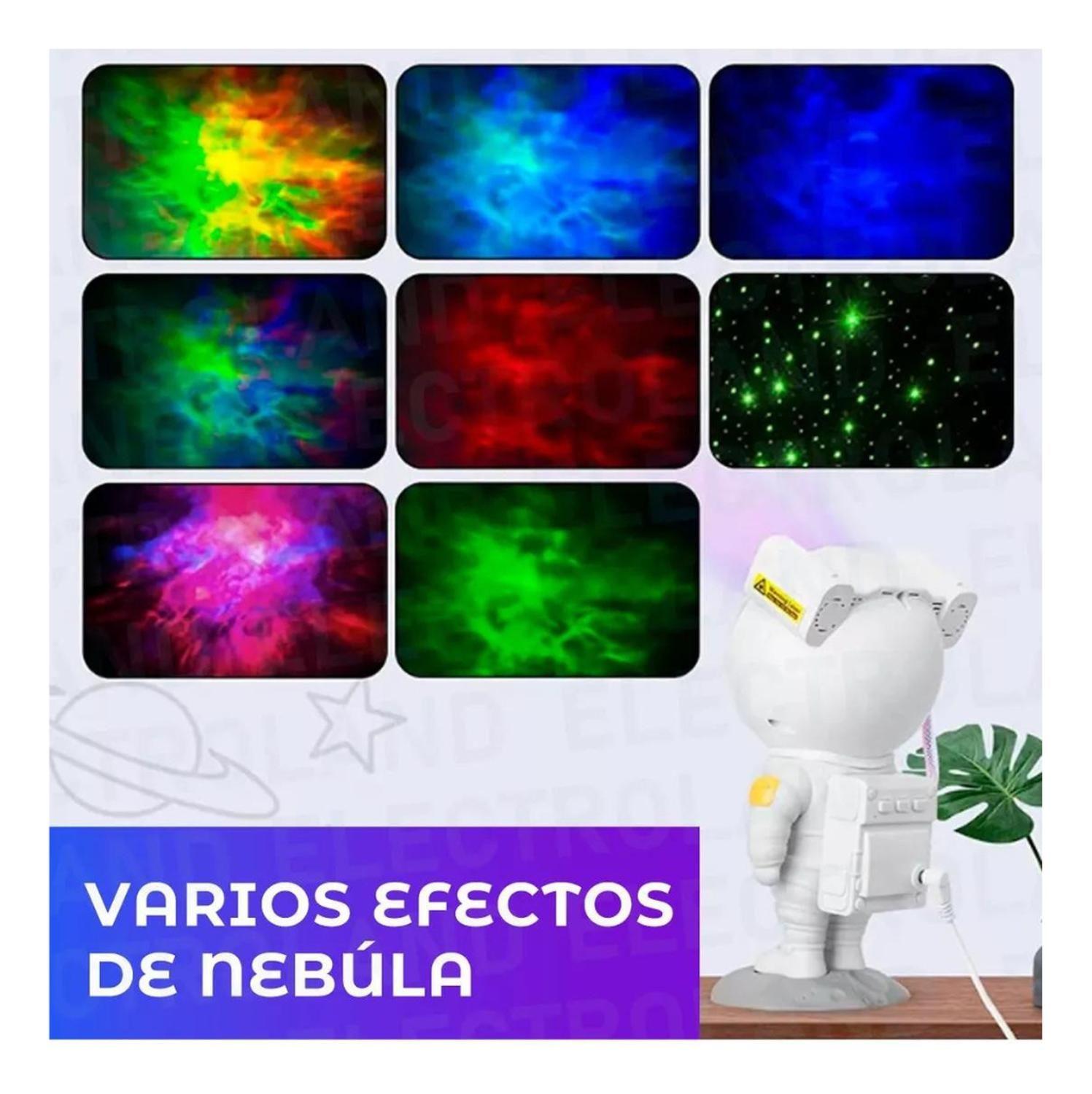 Proyector Astronauta Con Parlante Galaxia Estrellas Lampara Blanco-4