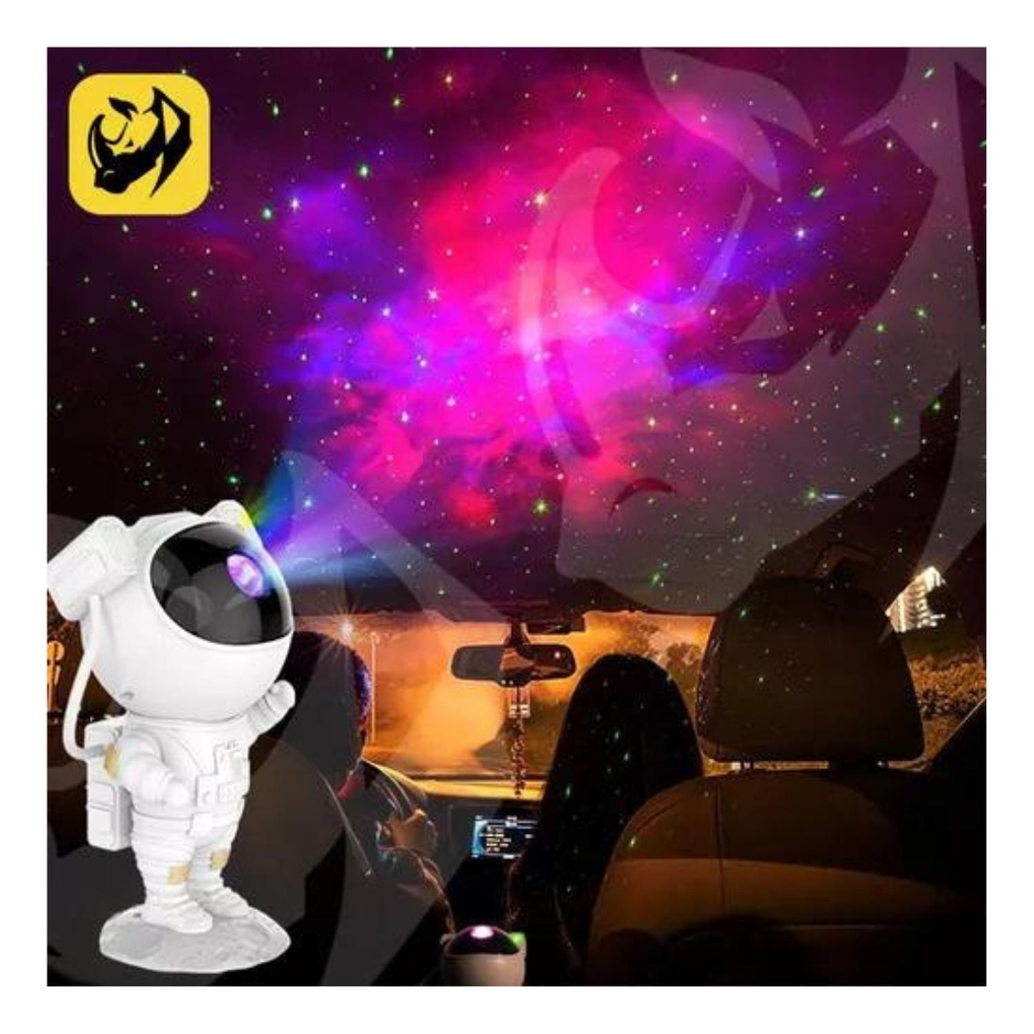 Proyector Astronauta Con Parlante Galaxia Estrellas Lampara Blanco-5